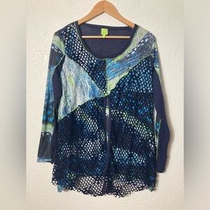 Adam Jacobs XL long sleeve blouse shirt multi pattern